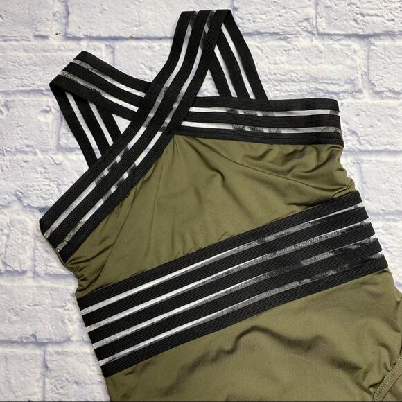 Kenneth Cole New York Stompin' In Stilettos One-Piece Illusion-Striped Swimsuit - Picture 2 of 8